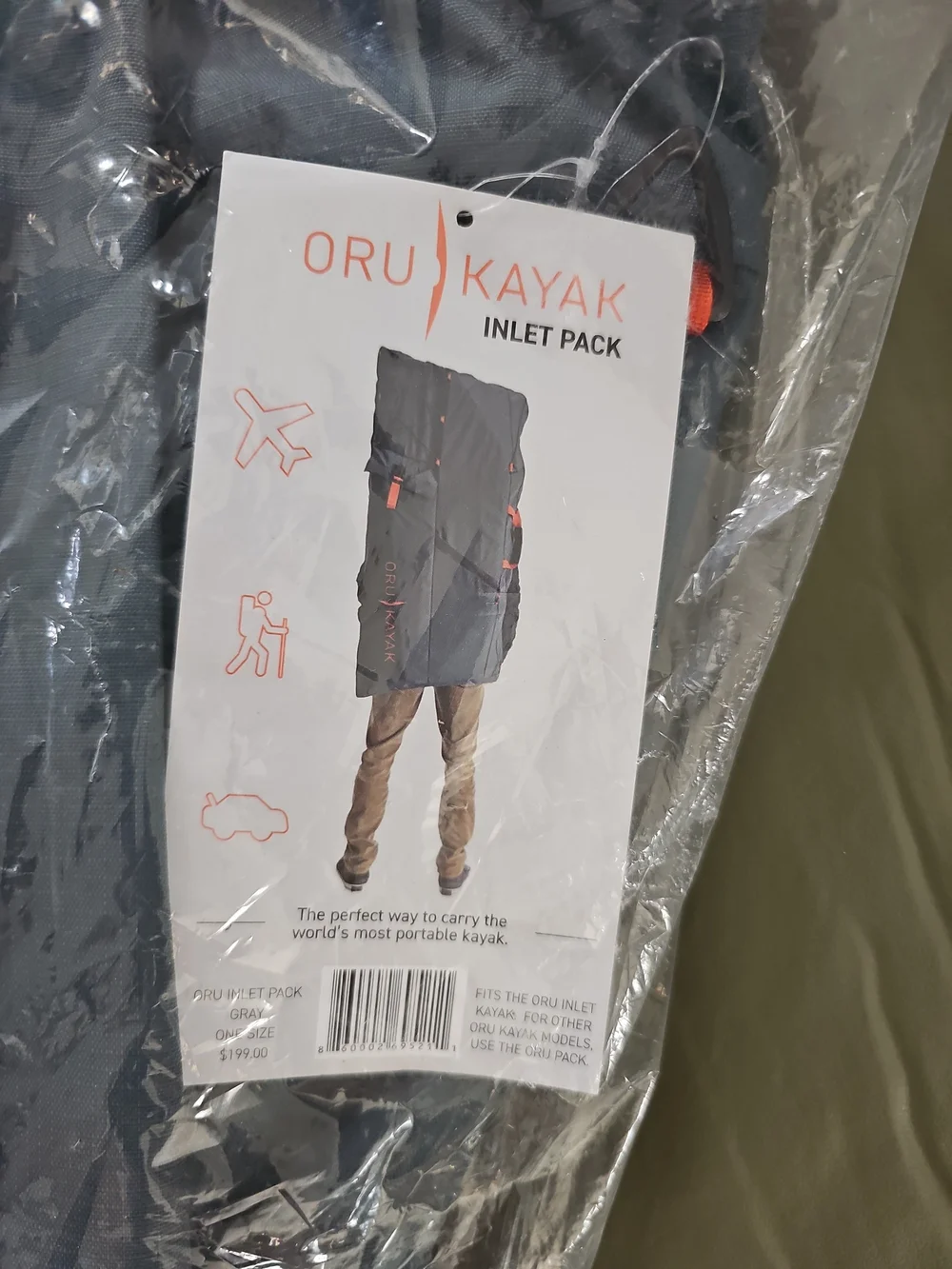 Oru Kayak Pack for Lake and Inlet Kayaks Unisex Grey Nwt